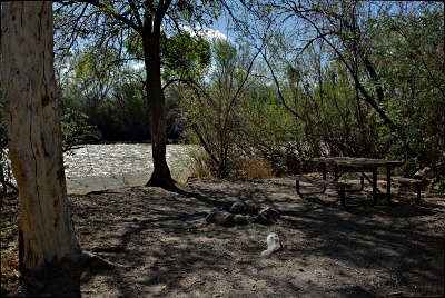 campsite beside the river
