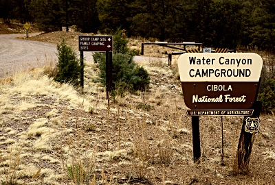 The Water Canyon campground entrance sign
