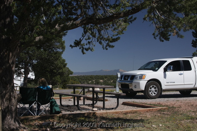 Diana Northup and our truck in campsite 5
