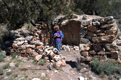 Diana Northup in the remains of the cabin
