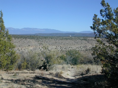 View east, including the Sangre de Cristo mountains and the VLBA antenna
