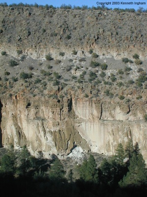 The north wall of Frijoles canyon
